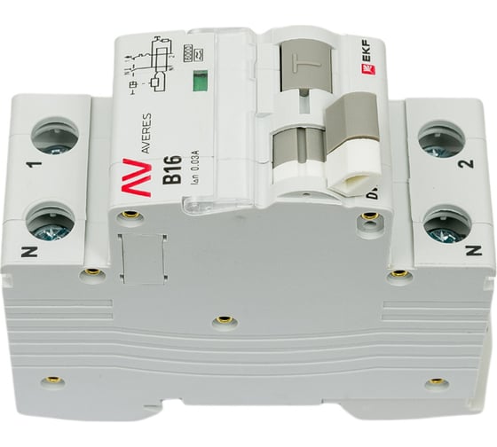 Дифференциальный автомат EKF DVA-6, 1P+N, 16А, 30мА, 6кА, AVERES, rcbo6-1pn-16B-30-a-av