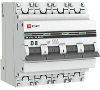 Автоматический выключатель EKF PROxima ВА 47-63, 4P, 8А, 4,5kA mcb4763-4-08D-pro