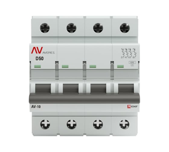 Автоматический выключатель EKF AVERES AV-10, 4P, 50A, 10kA mcb10-4-50D-av