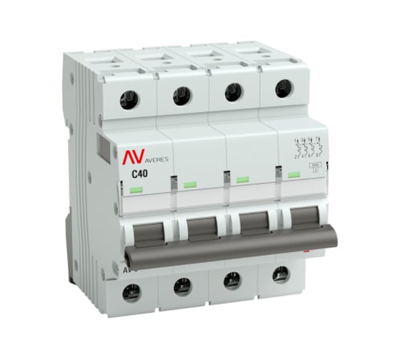 Автоматический выключатель EKF AVERES AV-6 DC, 4P, 40A, 6kA mcb6-DC-4-40C-av