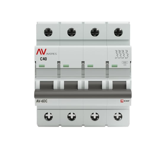 Автоматический выключатель EKF AVERES AV-6 DC, 4P, 40A, 6kA mcb6-DC-4-40C-av