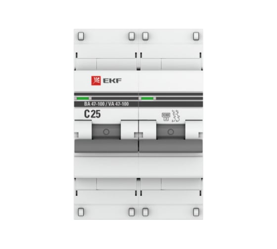 Автоматический выключатель EKF PROxima ВА 47-100, 2P, 25А, 10kA mcb47100-2-25C-pro