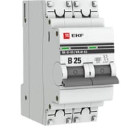 Автоматический выключатель EKF PROxima ВА 47-63 2P, 25А, 6кА SQ mcb4763-6-2-25B-pro