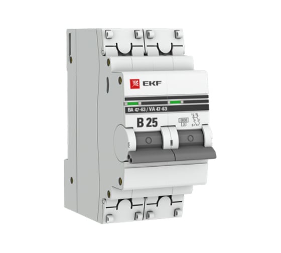 Автоматический выключатель EKF PROxima ВА 47-63 2P, 25А, 6кА SQ mcb4763-6-2-25B-pro 1