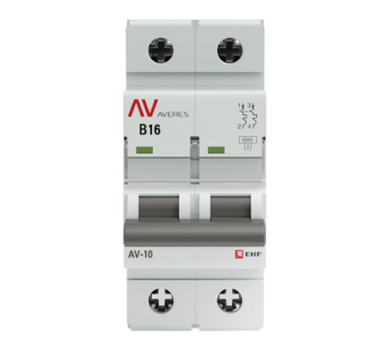 Автоматический выключатель EKF AVERES AV-10, 2P, 16A, 10kA mcb10-2-16B-av