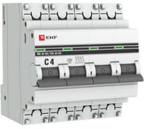 Автоматический выключатель EKF PROxima ВА 47-63, 4P, 4А, 4,5kA mcb4763-4-04C-pro