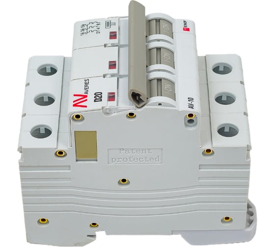 Автоматический выключатель EKF AVERES AV-10, 3P, 20A, 10kA mcb10-3-20D-av