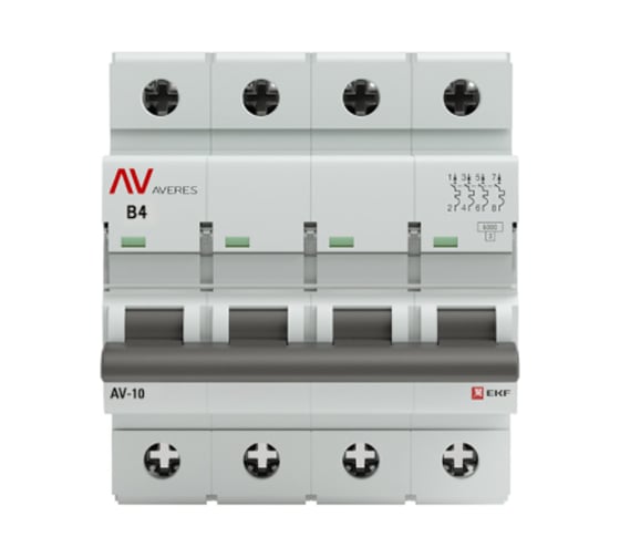 Автоматический выключатель EKF AVERES AV-10, 4P, 4A, 10kA mcb10-4-04B-av