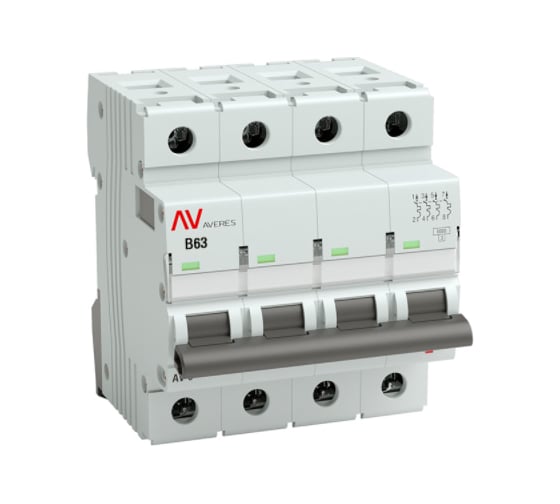 Автоматический выключатель EKF AVERES AV-10, 4P, 63A, 10kA mcb10-4-63B-av