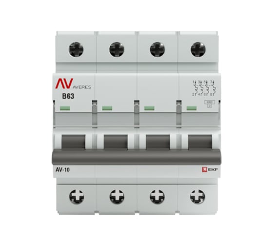 Автоматический выключатель EKF AVERES AV-10, 4P, 63A, 10kA mcb10-4-63B-av