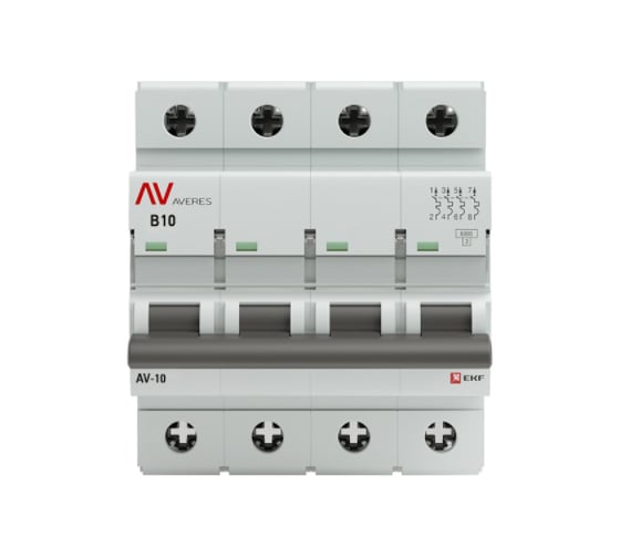 Автоматический выключатель EKF AVERES AV-6, 4P, 10A, 6kA mcb6-4-10B-av