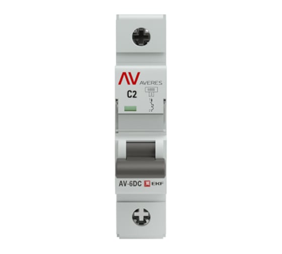 Автоматический выключатель EKF AVERES AV-6 DC, 1P, 2A, 6kA mcb6-DC-1-02C-av