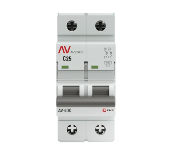 Автоматический выключатель EKF AVERES AV-6 DC, 2P, 25A, 6kA mcb6-DC-2-25C-av