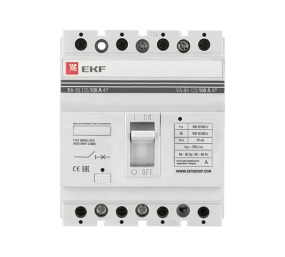 Автоматический выключатель EKF ВА-99, 125/100А, 4P, 25кА mccb99-125-100-4P 1