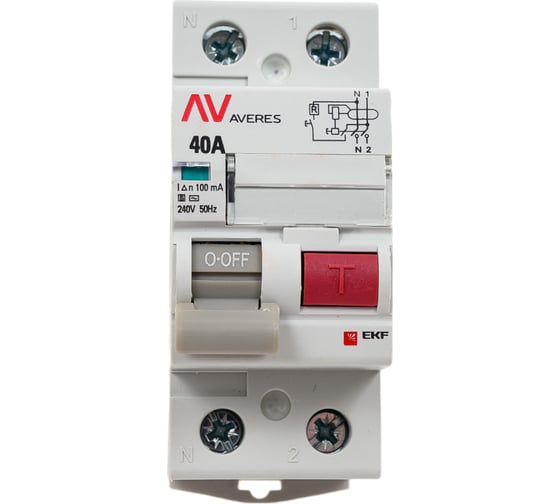 Устройство защитного отключения EKF DV, 2P, 40А/100мА, S, AVERES, SQ rccb-2-40-100-s-av