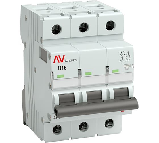 Автоматический выключатель EKF AV-10, 3P, 16A, 10kA, AVERES, 40 шт mcb10-3-16B-av 1