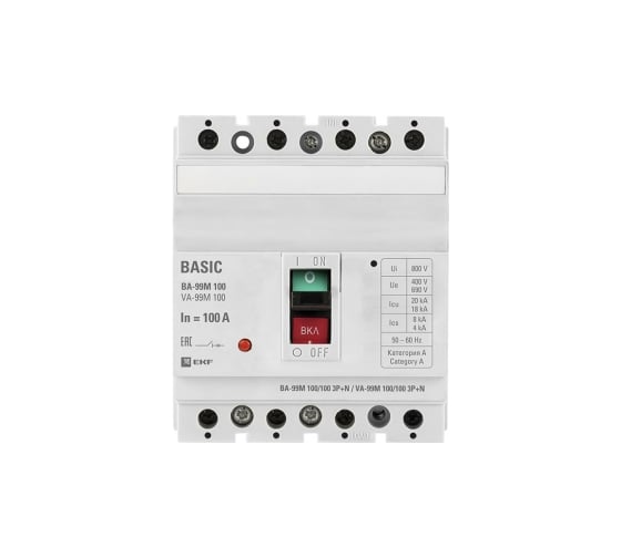 Автоматический выключатель EKF ВА-99М, 100/100А, 3P+N, 35кА, PROxima, SQ mccb99-100-100m-4P
