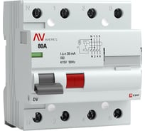 Устройство защитного отключения EKF DV, 4P, 80А/30мА, A, AVERES rccb-4-80-30-a-av