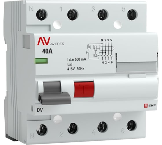 Устройство защитного отключения EKF DV 4P 40А/500мА AC AVERES SQrccb-4-40-500-ac-av