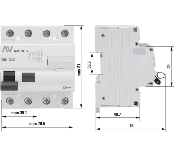 Устройство защитного отключения EKF DV 4P 40А/500мА AC AVERES SQrccb-4-40-500-ac-av