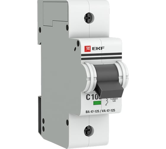Автоматический выключатель EKF PROxima ВА 47-125 1P, 100А, 15кА mcb47125-1-100C