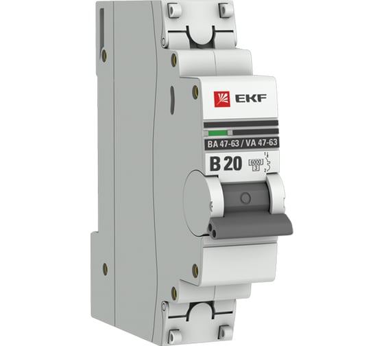 Автоматический выключатель EKF PROxima ВА 47-63 1P, 20А, 6кА mcb4763-6-1-20B-pro 1