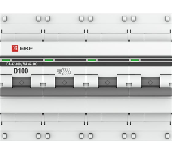 Автоматический выключатель EKF PROxima ВА 47-100, 4P, 100А, 10kA mcb47100-4-100D-pro