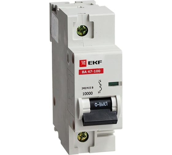 Автоматический выключатель EKF ВА 47-100, 1P, 80А, 10kA SQmcb47100-1-80C 1