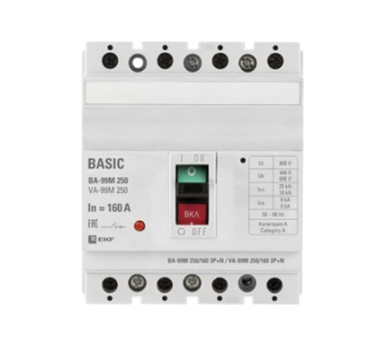 Автоматический выключатель EKF PROxima ВА-99М 250/160А, 3P+N, 35кА mccb99-250-160m-4P
