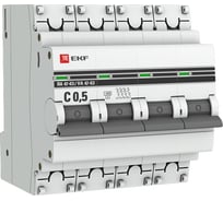 Автоматический выключатель EKF ВА 47-63, 4P, 0,5А, 4,5kA, PROxima mcb4763-4-0.5C-pro