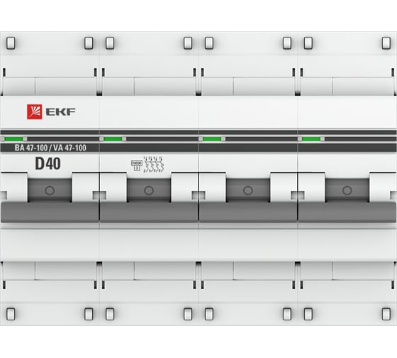 Автоматический выключатель EKF 4P, 40А, 10kA, ВА 47-100, PROxima mcb47100-4-40D-pro