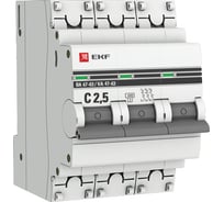 Автоматический выключатель EKF 3P, 2.5А, 4.5kA, ВА 47-63, PROxima mcb4763-3-2.5C-pro