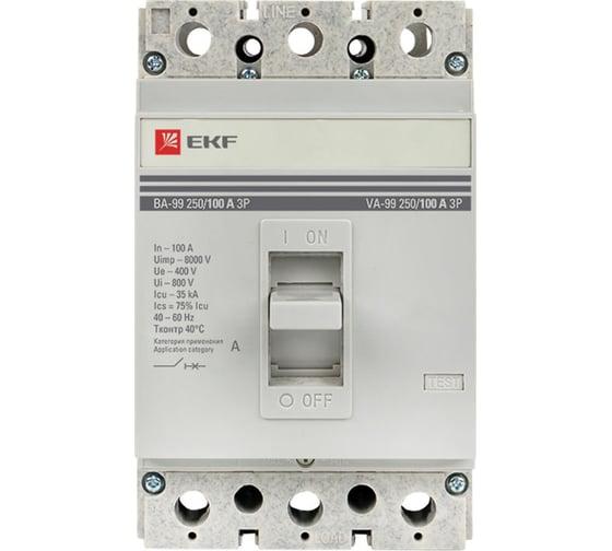 Автоматический выключатель EKF ВА-99, 250/100А, 3P, 35кА, PROxima mccb99-250-100