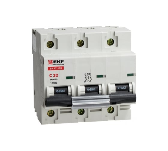 Автоматический выключатель EKF ВА 47-100, 3P 31,5А 10kA SQ mcb47100-3-31.5D 1