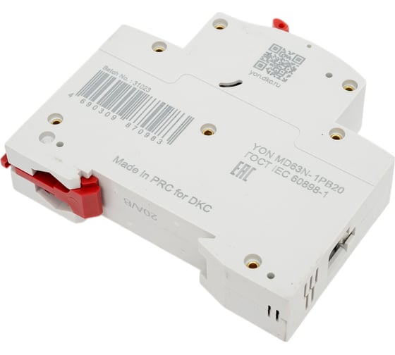 Автоматический выключатель модульный DKC YON max типа MD63N, 6кА, 1 полюс, хар ка B, 20А 1 шт MD63N 1PB20 MD63N-1PB20