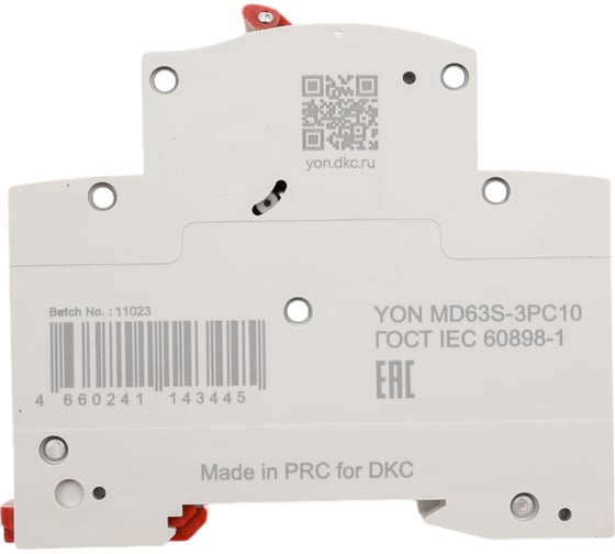 Автоматический выключатель модульный DKC YON max типа MD63S, 4,5кА, 3 полюса, хар ка C, 10А 1 шт MD63S 3PC10 MD63S-3PC10