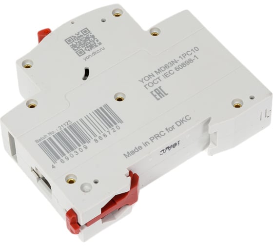Автоматический модульный выключатель DKC YON max типа MD63N, 6кА, 1 полюс, характеристика C, 10А 1 ШТ MD63N 1PC10 MD63N-1PC10