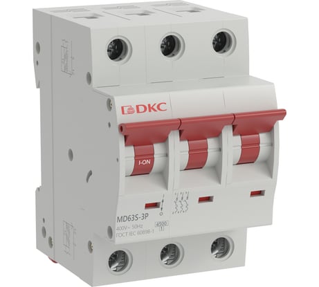 Автоматический модульный выключатель DKC YON max типа MD63S, 4,5кА, 3 полюса, характеристика C, 16А 1 ШТ MD63S 3PC16 MD63S-3PC16