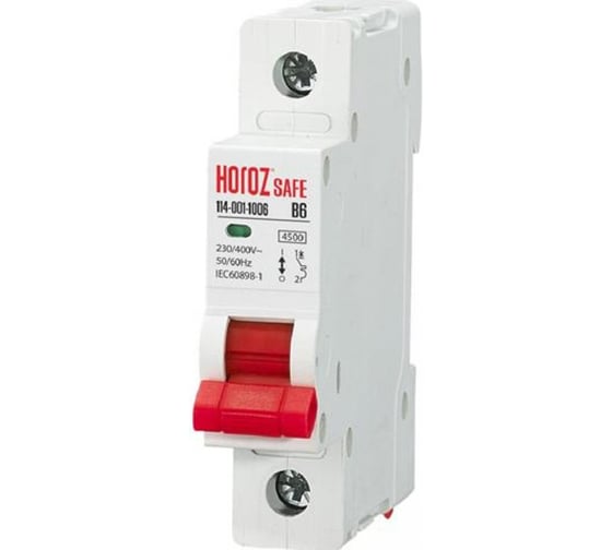 Миниатюрный автоматический выключатель HOROZ ELECTRIC SAFE (MCB 1P B6) 1P 6A B 4.5kA 230V 114-001-1006 HRZ00002626