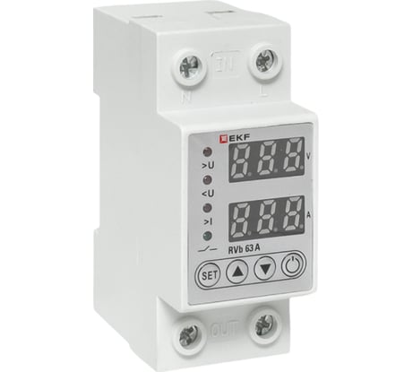 Реле напряжения и тока EKF с дисплеем RVb 63A rvb-m63a