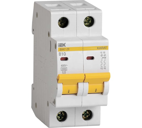 Автоматический выключатель IEK ВА47-29 2Р 10А 4,5кА х-ка В MVA20-2-010-B
