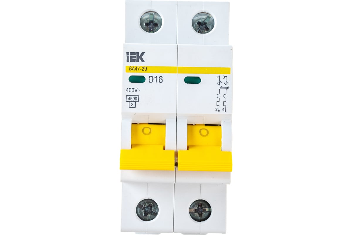 Автоматический выключатель IEK ВА47-29 2Р 16А 4,5кА х-ка D MVA20-2-016 .