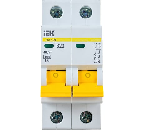 Автоматический выключатель IEK ВА47-29 2Р 20А 4,5кА х-ка В MVA20-2-020-B