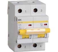 Автоматический выключатель IEK ВА 47-100, 2Р, 25А, 10 кА,  х-ка С MVA40-2-025-C