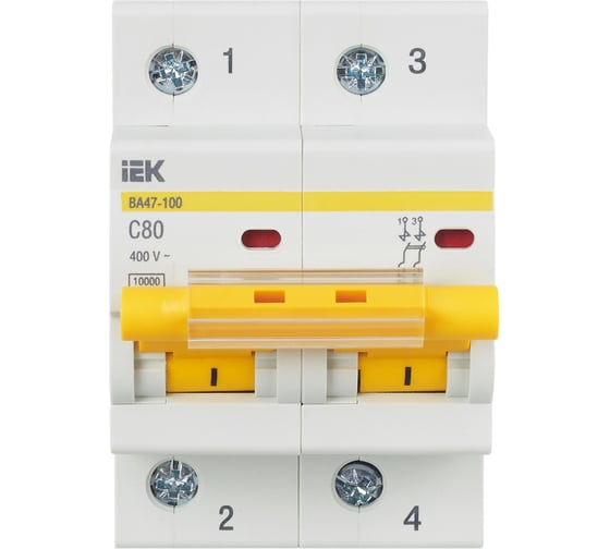Автоматический выключатель IEK ВА 47-100, 2Р, 80А, 10 кА, х-ка С MVA40-2-080-C