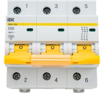Автоматический выключатель IEK ВА47-100, 3Р, 50А, 10кА, характеристика D MVA40-3-050-D