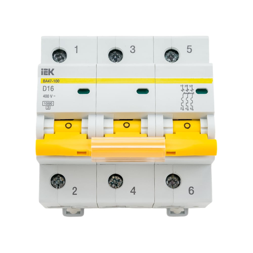Автоматический выключатель IEK ВА47-100, 3Р, 16А, 10кА, характеристика .