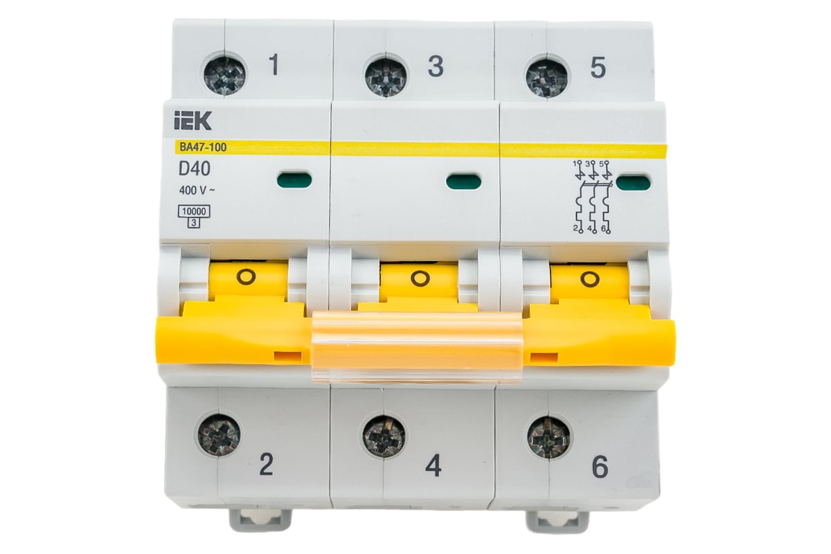 Автоматический выключатель IEK ВА47-100, 3Р, 40А, 10кА, характеристика .