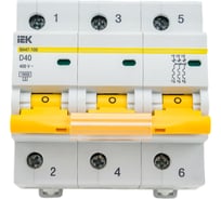 Автоматический выключатель IEK ВА47-100, 3Р, 40А, 10кА, характеристика D MVA40-3-040-D