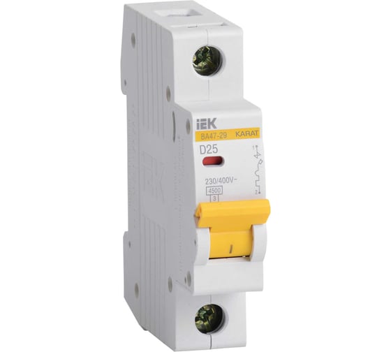 Автоматический выключатель IEK ВА47-29 1Р, 25А, 4.5кА, характеристика D MVA20-1-025-D